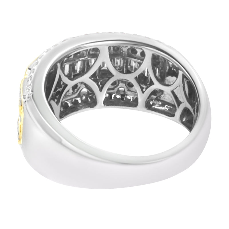 Bids.com 10K White and Yellow Gold 1.00 Cttw Baguette and Round cut Diamond Art Deco Multi-Row Ring Band (I-J Color, I1-I2 Clarity) - Ring Size 7 Rings White Smoke 9 / YellowWhite.Gold,8 / YellowWhite.Gold,6 / YellowWhite.Gold,7 / YellowWhite.Gold