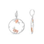 Bids.com Rose Gold Plated .925 Sterling Silver 1/10 Cttw Diamond Floral Hoop Earrings (I-J Color, SI1-SI2 Clarity) Earrings White Smoke WhiteRose.Sterling Silver / 0.1