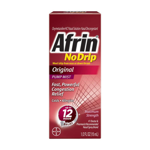 Afrin Afrin No Drip Nasal Decongestant, Original, Maximum Strength, Pump Mist Respiratory Care Brown