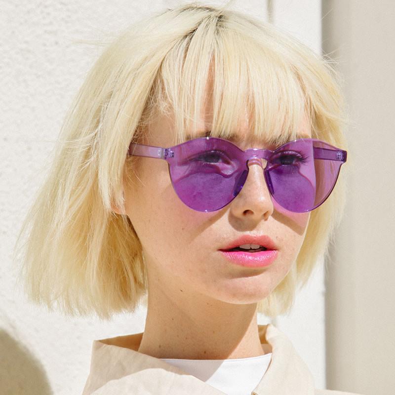 zeroUV Rimless Monoblock Cut PC Color Lens Rimless Sunglasses A368 Sunglasses Antique White Yellow,Purple,Green,Pink,Red,Clear,Smoke