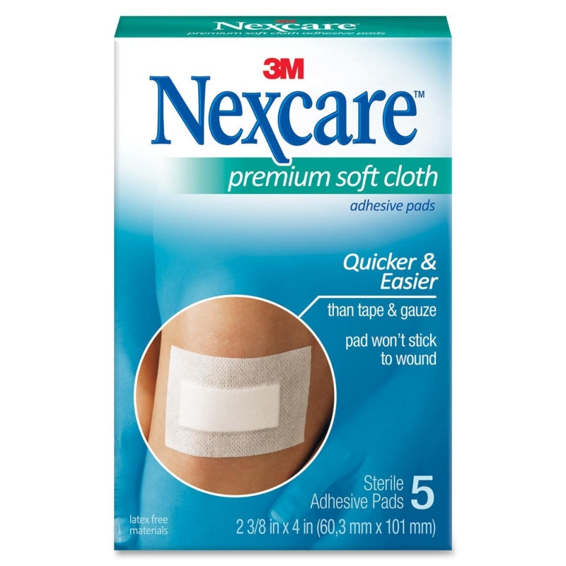 Nexcare Nexcare Premium Soft Cloth Adhesive Pad, 2-3/8 In X 4 In, 5 Ct First Aid White Smoke