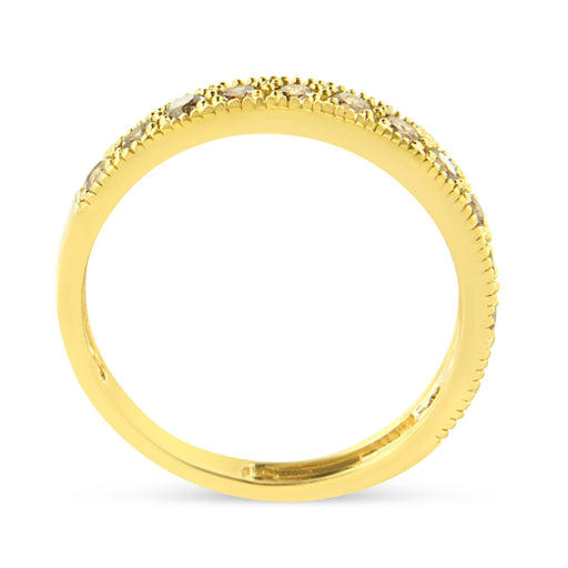 Bids.com IGI Certified 1/2 Cttw Diamond 10K Yellow Gold Prong Set Beaded Milgrain Band Style Ring (J-K Color, I2-I3 Clarity) - Size 7 Rings White Smoke 7 / Yellow.Gold,6 / Yellow.Gold,8 / Yellow.Gold,9 / Yellow.Gold