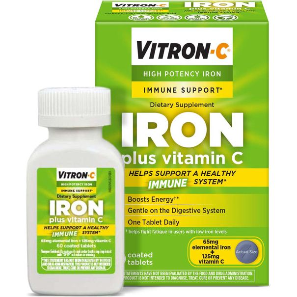 Vitron-C Vitron-C® High Potency Iron Supplement with Vitamin C – 60 Count Vitamins & Supplements White Smoke