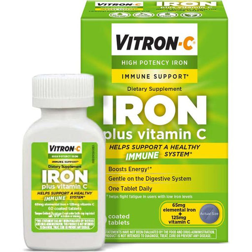 Vitron-C Vitron-C® High Potency Iron Supplement with Vitamin C – 60 Count Vitamins & Supplements White Smoke
