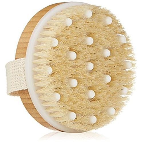 Touch Me Touch Me Dry / Wet Body Brush By - Natural Boar's Bristle - Remove Dead Skin And Toxins, Cellulite Treatment, Exfoliates, Stimulates Blood Circulation, Massage 2-in-1 Bath Brushes White Smoke