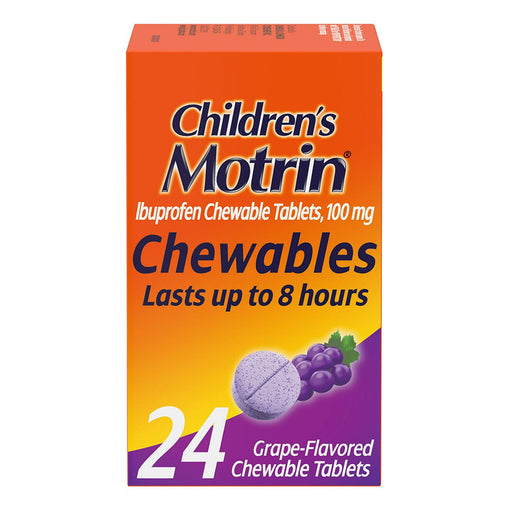 Children's Motrin Children's Motrin Chewable Tablets, Fever Reducer & Pain Reliever, Grape Flavor, 100mg, 24 Count Medicine & Drugs Chocolate