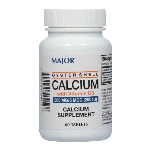 Major Major Oyster Shell Calcium 500 Mg With Vitamin D Vitamins & Supplements Light Gray
