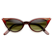 zeroUV Elegant 50s Vintage Womens Fashion Rhinestone Cat Eye Sunglasses 8433 Sunglasses White Smoke Red
