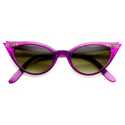 zeroUV Elegant 50s Vintage Womens Fashion Rhinestone Cat Eye Sunglasses 8433 Sunglasses White Smoke Purple