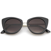 zeroUV Women's Bold Round Metal Temple Cat Eye Sunglasses A526 Sunglasses White Smoke Black Silver Lavender