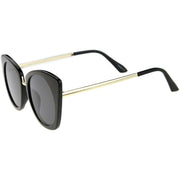 zeroUV Women's Bold Round Metal Temple Cat Eye Sunglasses A526 Sunglasses White Smoke Creme Gold Brown,Black Silver Lavender,Black Gold Smoke,Tortoise Gold Amber