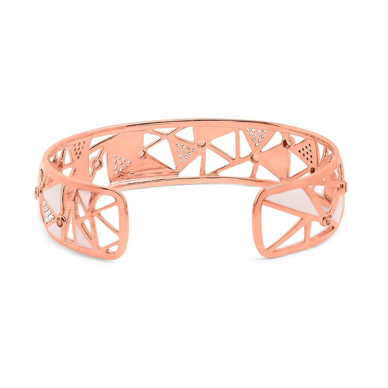 Bids.com 14K Rose Gold 5/8 Cttw Diamond with Pink Tourmaline Open Cuff Bangle with White Enamel (G-H Color, SI1-SI2 Clarity) - 7" Bracelets White Smoke Rose.Gold / 0.568