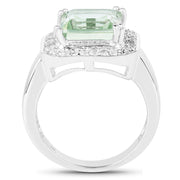 Bids.com 5.21 Carat Genuine Green Amethyst and White Topaz .925 Sterling Silver Ring Rings White Smoke size 7.00,size 6.00,size 8.00,size 9.00