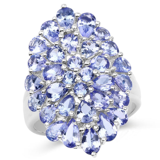 Bids.com 4.62 Carat Genuine Tanzanite .925 Sterling Silver Ring Rings White Smoke size 7.00,size 6.00,size 8.00,size 9.00