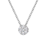 Bids.com 14K White Gold 1/4 Cttw Shared Prong Set Round-Ct Diamond 7 Stone Floral Cluster 18" Pendant Necklace (H-I Color, SI2-I1 Clarity) Necklaces White Smoke White.Gold / 18