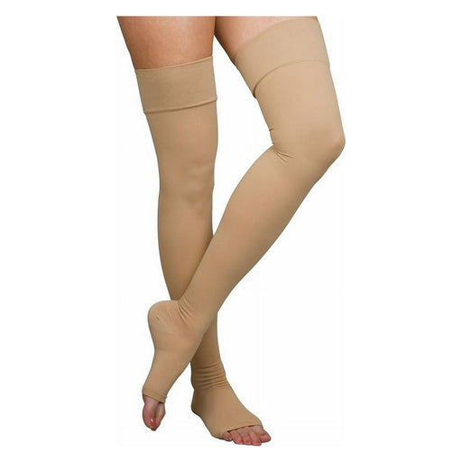 Loving Comfort Stockings Loving Comfort Surgical Weight Thigh High 20-30  Open Toe Unisex Beige  X Large 1Pr Plumbing Fittings & Supports White Smoke