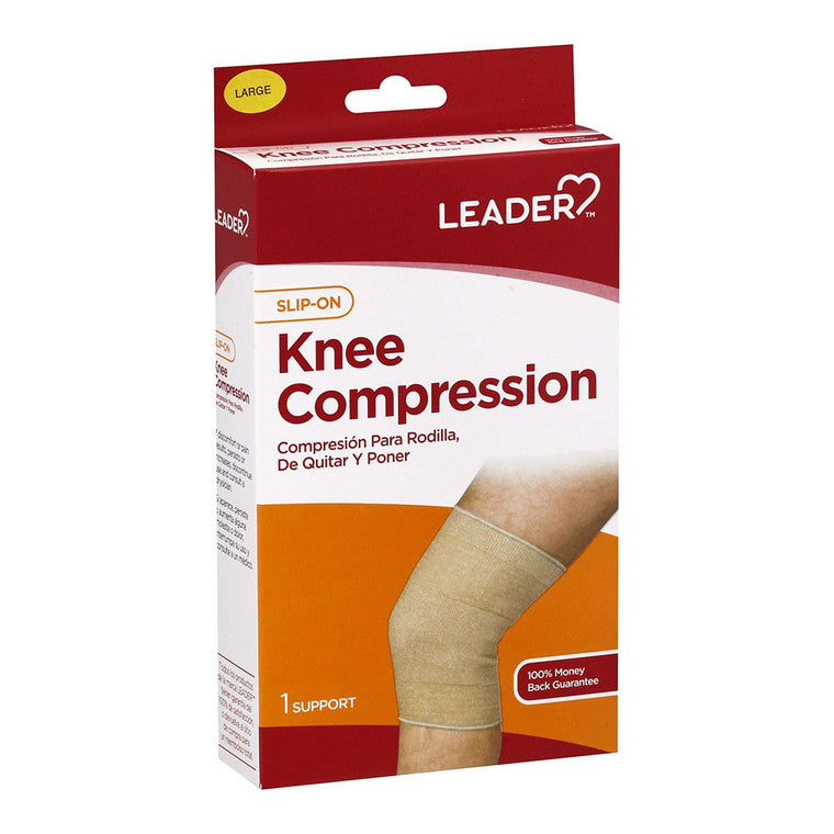 Leader Health Care Leader Health Care Knee Compression, Slip-On, Large Medical Supplies White Smoke