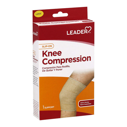 Leader Health Care Leader Health Care Knee Compression, Slip-On, Large Medical Supplies White Smoke