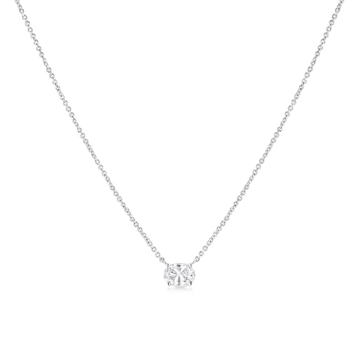 Bids.com 14K White Gold 1/2 Cttw Lab Grown Oval Shape Solitaire Diamond East West 18" Pendant Necklace (E-F Color, VS1-VS2 Clarity) Necklaces White Smoke White.Gold / 18