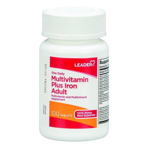 Leader Leader One Daily  Adult   Multivitamin Plus Iron  Tablets 100Ct Vitamins & Supplements Lavender