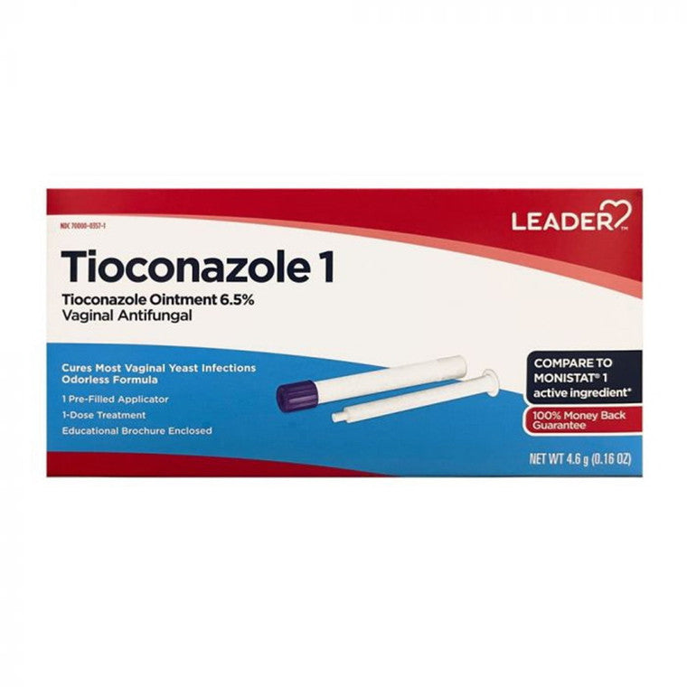 Leader Leader Tioconazole 1, Vaginal Antifungal, 4.6 G Health Care Misty Rose