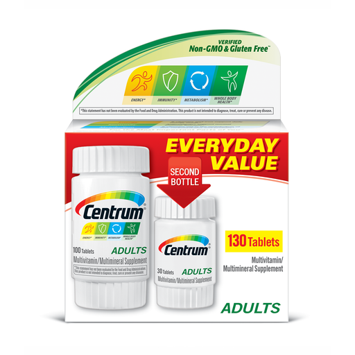 Centrum Centrum Adult (130 Count) Complete Multivitamin / Multimineral Supplement Tablet, Vitamin D3, B Vitamins, Iron, Antioxidants Vitamins & Supplements White Smoke
