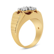 Bids.com Men's 14K Yellow Gold Plated .925 Sterling Silver 1/3 Cttw Miracle-Set Floral Diamond Cluster Ring (I-J Color, I1-I2 Clarity) - Size 10 Rings White Smoke 9 / Yellow.Sterling Silver,11 / Yellow.Sterling Silver,10 / Yellow.Sterling Silver,12 / Yellow.Sterling Silver