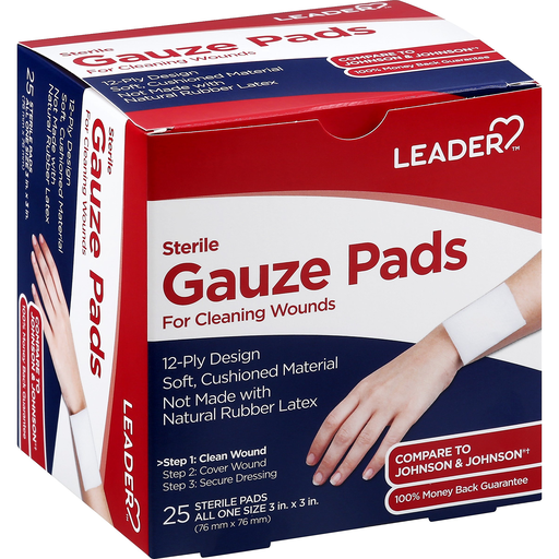 Leader Leader Gauze Pads, Sterile, All One Size Personal Care White Smoke