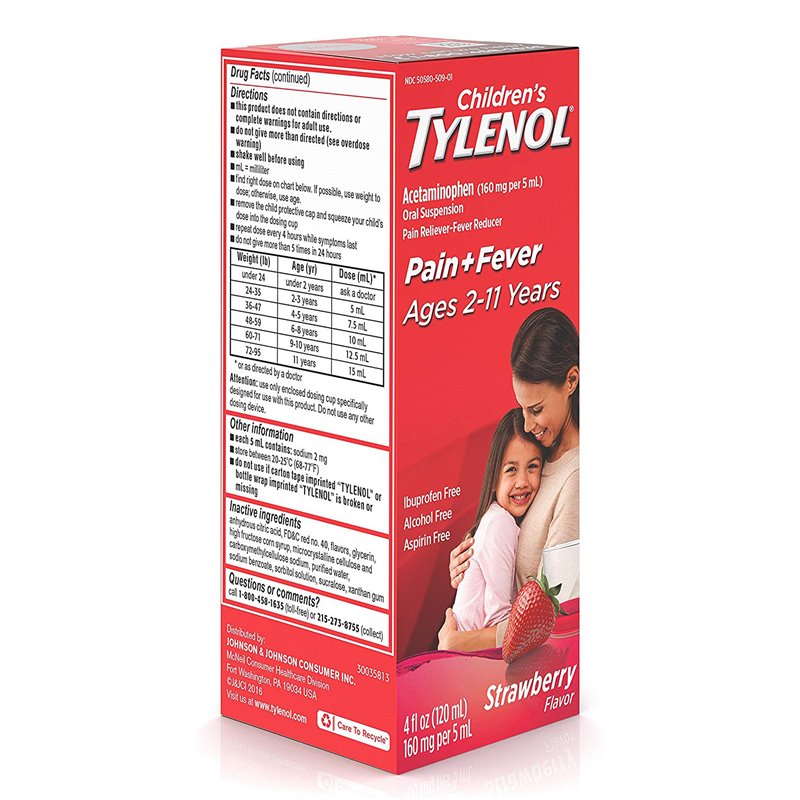 Tylenol Children's Tylenol® Pain + Fever Oral Suspension – Strawberry Flavor (4 fl oz) Health & Beauty White Smoke