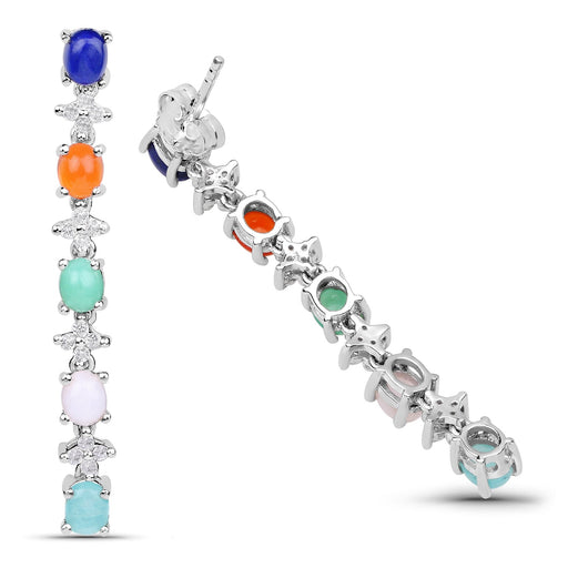 Bids.com 4.40 Carat Genuine Multi Stone .925 Sterling Silver Earrings Earrings White Smoke