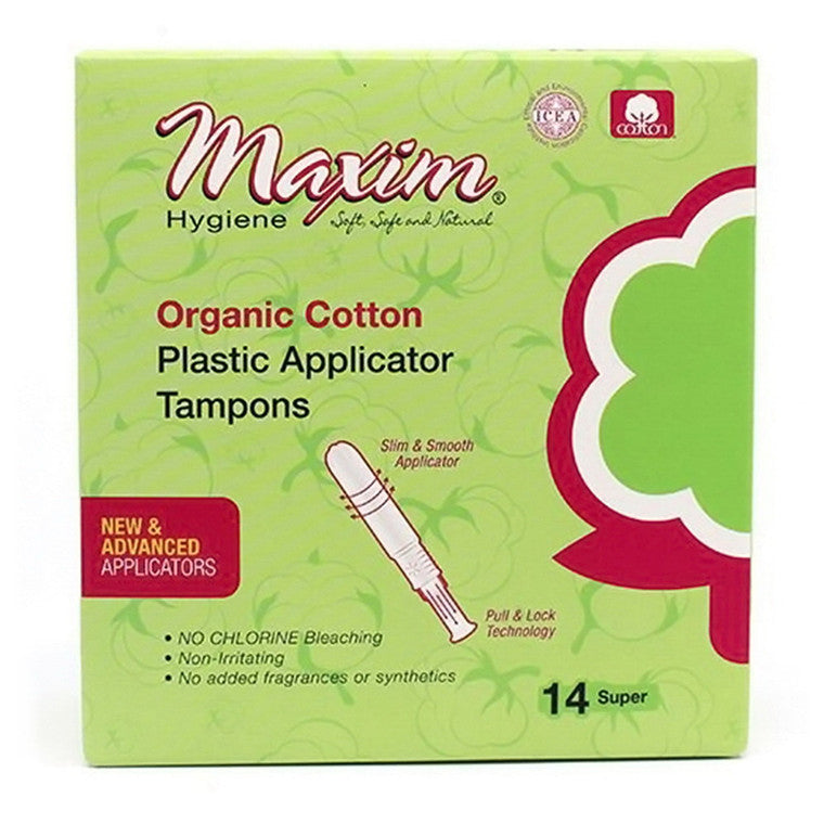Maxim Liners and Pads Maxim Liners and Pads Tampon Organic Cotton Plastic Applicator Super Tampons Dark Khaki