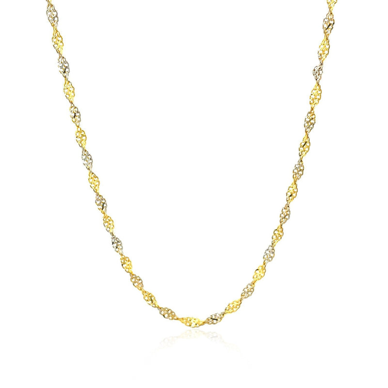 Bids.com 2.0mm 14k Two-Tone Gold Singapore Chain Necklaces White Smoke 16 / Two-Tone Gold,18 / Two-Tone Gold,20 / Two-Tone Gold