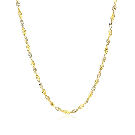 Bids.com 2.0mm 14k Two-Tone Gold Singapore Chain Necklaces White Smoke 16 / Two-Tone Gold,18 / Two-Tone Gold,20 / Two-Tone Gold