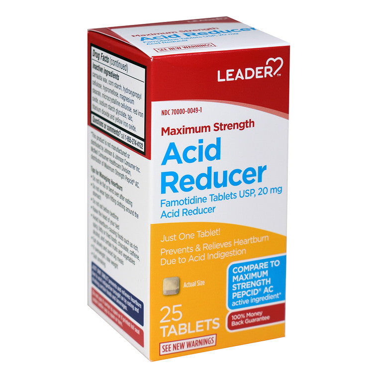 Leader Health Care Leader Health Care Acid Reducer, Maximum Strength, 20 Mg, Tablets Medicine & Drugs White Smoke