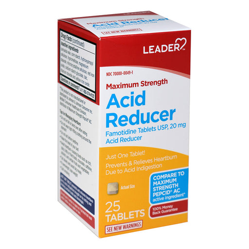 Leader Health Care Leader Health Care Acid Reducer, Maximum Strength, 20 Mg, Tablets Medicine & Drugs White Smoke