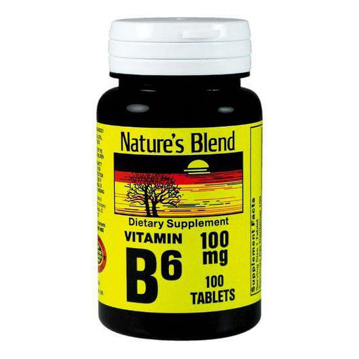 Nature's Blend Nature's Blend® Vitamin B6 – 100 mg Energy &amp; Nerve Support (Tablets) Vitamins & Supplements Black
