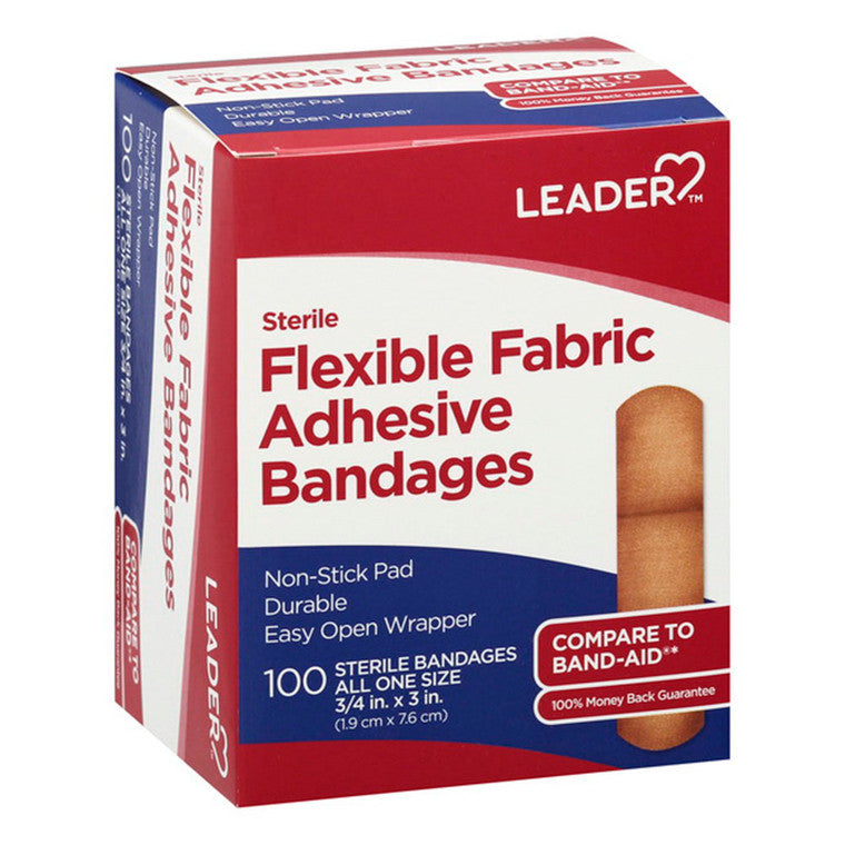 Leader Health Care Leader Health Care Adhesive Bandages, Flexible Fabric, All One Size Medical Tape & Bandages White Smoke
