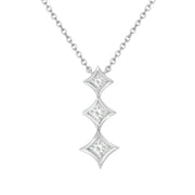 Bids.com 10K White Gold 1/5 Cttw Princess Cut Diamond 3 Stone Drop 18" Pendant Necklace (H-I Color, SI2-I1 Clarity) Necklaces White Smoke White.Gold / 18,Yellow.Gold / 18