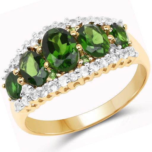 Bids.com 18K Yellow Gold Plated 2.70 Carat Genuine Chrome Diopside and White Topaz .925 Sterling Silver Ring Rings White Smoke size 5.00,size 10.00,size 6.00,size 7.00,size 8.00,size 9.00,size 11.00