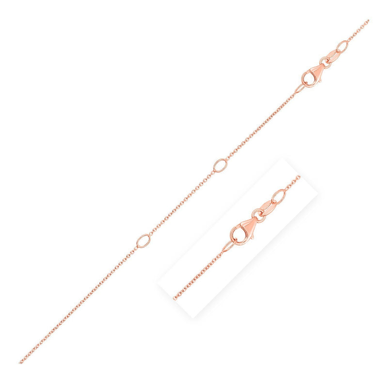 Bids.com Double Extendable Cable Chain in 14k Rose Gold (1.0mm) Necklaces White Smoke 18 / Rose Gold