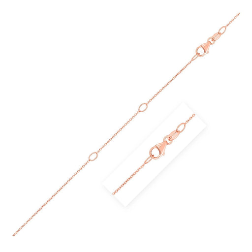 Bids.com Double Extendable Cable Chain in 14k Rose Gold (1.0mm) Necklaces White Smoke 18 / Rose Gold