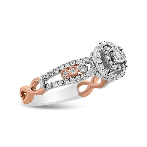 Bids.com 14K Rose Gold Plated .925 Sterling Silver 3/8 Cttw Round Diamond Double Frame Cross-Over Split Shank Engagement Ring (I-J Color, I2-I3 Clarity) - Size 7 Rings White Smoke 7 / WhiteRose.Sterling Silver,5 / WhiteRose.Sterling Silver,8 / WhiteRose.Sterling Silver,6 / WhiteRose.Sterling Silver,9 / WhiteRose.Sterling Silver