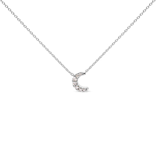 Bids.com 10K White Gold Diamond Accented Crescent Moon Shaped 18" Inch Pendant Necklace (H-I Color, I1-I2 Clarity) Necklaces White Smoke White.Gold / 18