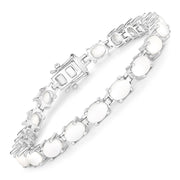 Bids.com 10.26 Carat Genuine Opal .925 Sterling Silver Bracelet Bracelets White Smoke size 7.00