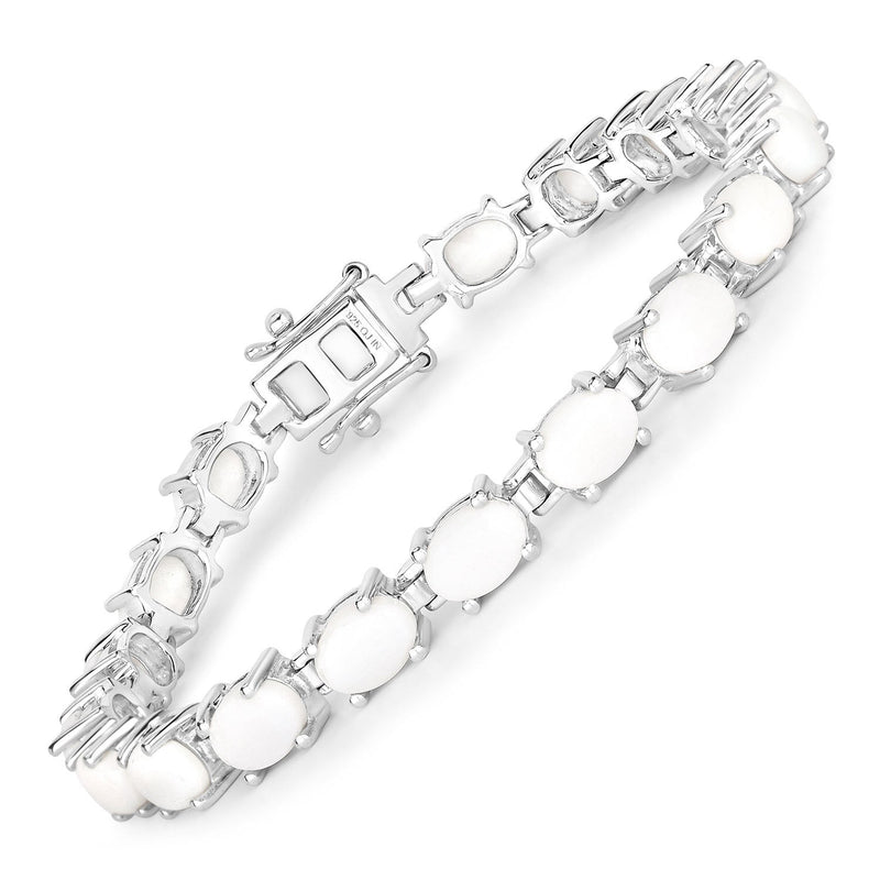 Bids.com 10.26 Carat Genuine Opal .925 Sterling Silver Bracelet Bracelets White Smoke size 7.00