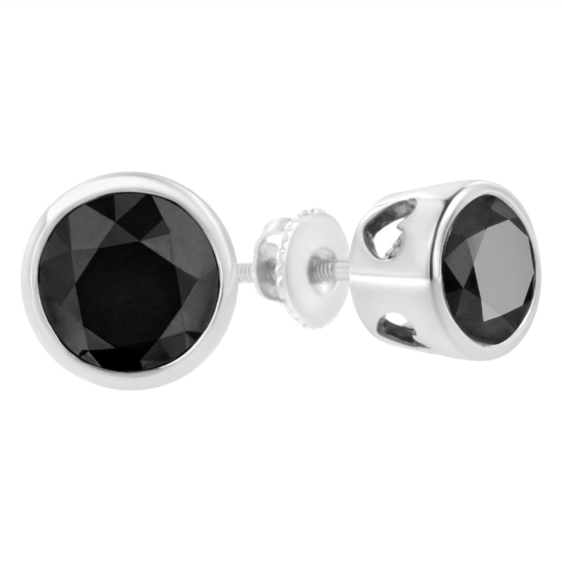 Bids.com .925 Sterling Silver 4.00 Cttw Round Brilliant-Cut Black Diamond Bezel-Set Stud Earrings with Screw Backs (Fancy Color-Enhanced, I2-I3 Clarity) Earrings White Smoke White.Sterling Silver / 3,White.Sterling Silver / 1.5,White.Sterling Silver / 4,White.Sterling Silver / 2,White.Sterling Silver / 1,White.Sterling Silver / 0.75,White.Sterling Silver / 1.25,White.Sterling Silver / 1.38,White.Sterling Silver / 2.5,White.St