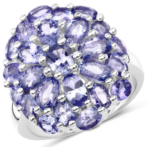 Bids.com 7.08 Carat Genuine Tanzanite .925 Sterling Silver Ring Rings White Smoke size 7.00,size 5.00,size 6.00,size 8.00,size 9.00