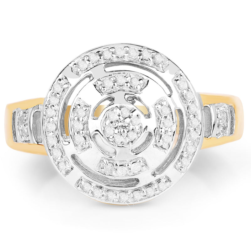 Bids.com 14K Yellow Gold Plated 0.21 Carat Genuine White Diamond .925 Sterling Silver Ring Rings White Smoke size 8.00,size 6.00,size 7.00,size 9.00,size 5.00
