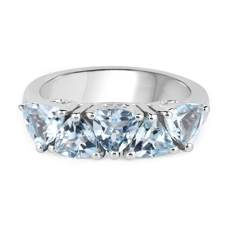 Bids.com 2.50 Carat Genuine Blue Topaz .925 Sterling Silver Ring Rings White Smoke size 8.00,size 6.00,size 7.00,size 5.00,size 9.00