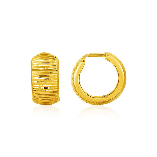 Bids.com Reversible Textured and Smooth Snuggable Earrings in 10k Yellow Gold Earrings White Smoke Yellow Gold